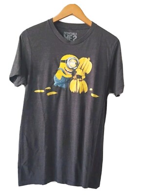 Despicable Me2 Graphic Tee Mens M Gray Short Sleeve Crew Neck Bananas