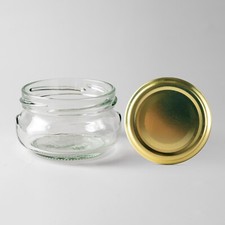 Low Profile Caviar Sauces Glass Jar 4 oz/ 120 ml with Lids Amphora