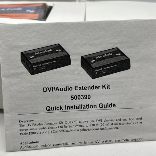 MuxLab DVI & AUDIO EXTENDER Kit TRANSMITTER & Reciever 110-220V #500390 - Picture 6 of 12
