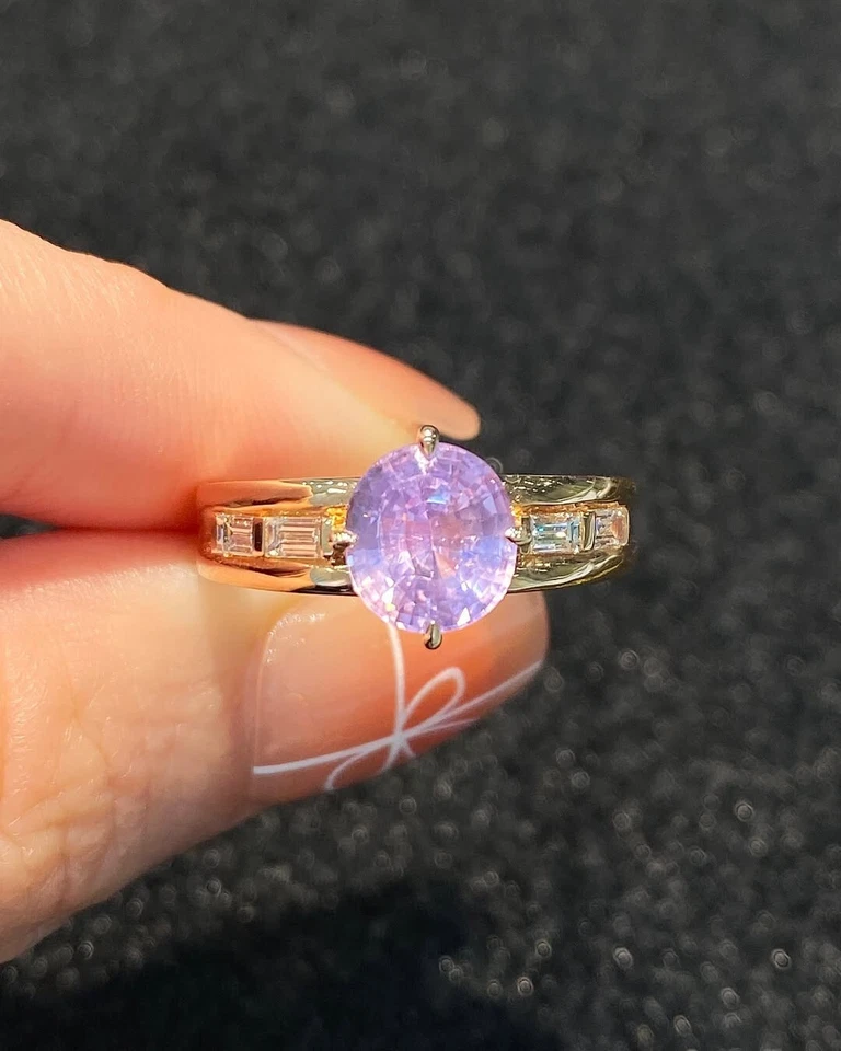 Gorgeous sapphire round cut stone ring engagement ring wedding ring gift for her - Image 4 of 4