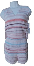 1.State Romper Playsuit Elastic Waist Striped Sleeveles Pink SZ 0 New With Tags