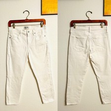 AGolde White Denim Ankle Crop Jeans Wm 27 5 Pocket USA Made Gold Logo Button