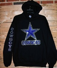 Cowboys football rhinestone bling hooded sweatshirt S M L XL 2X 3X 4X 5X hoodie