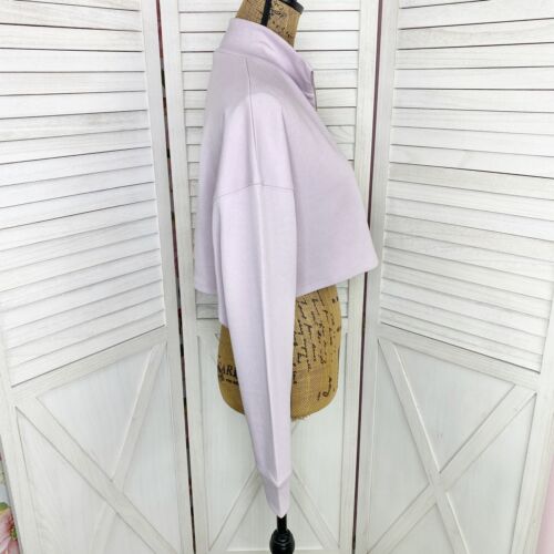 Zara Cropped Sweatshirt Womens Medium Lilac Purple Full Zip Long Sleeve Cardigan - Picture 3 of 13