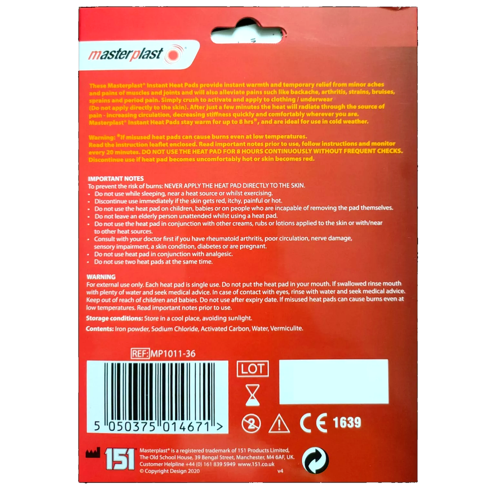 SELF ADHESIVE HEAT PADS MUSCLE BACK JOINT PAIN RELIEF DEEP HEAT PATCHES ...