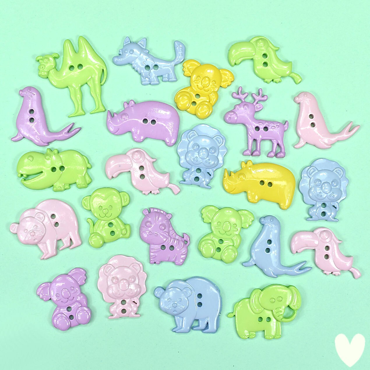 Trimits Buttons Pastel Safari M26 - Baby Nursery Animal Elephant DRESS IT UP