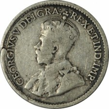 1920 Canada 5 Cents Silver- Obverse Edge Fold Error!! -d1633csx2