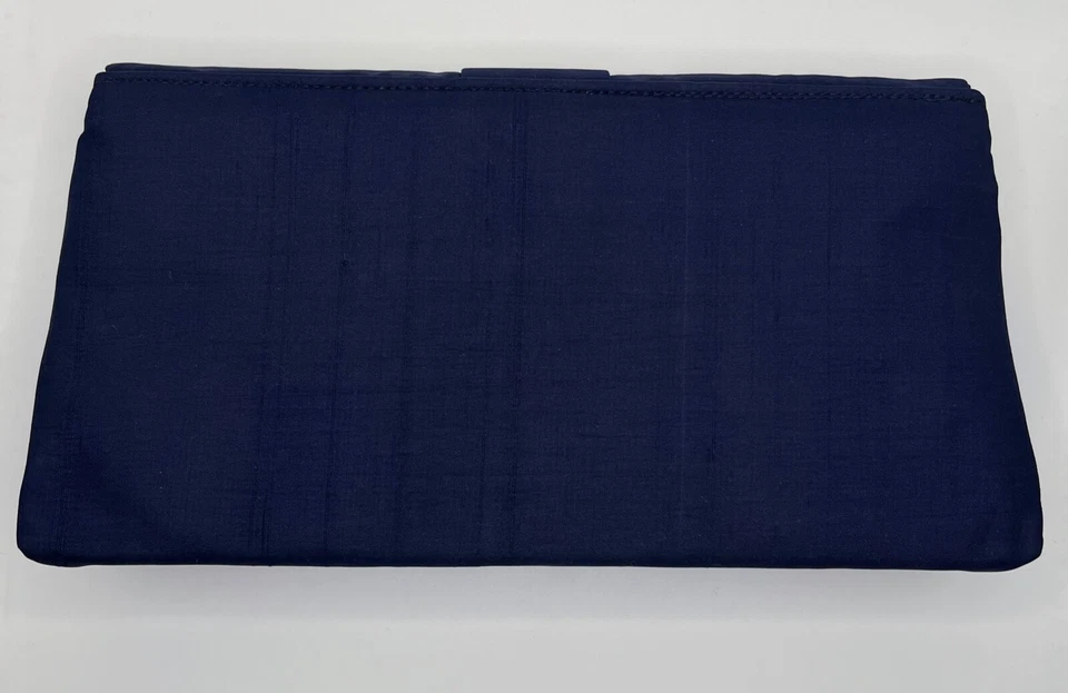 Cartera sin asas a presión sobre frontal con lazo azul de lino Rockabilly años 60 Foto 2 de 4