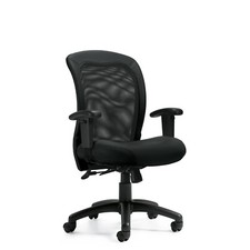 Offices to Go OTG11692 Ergonomic Chair Mesh Back Luxhide Seat w Adjustable Arms