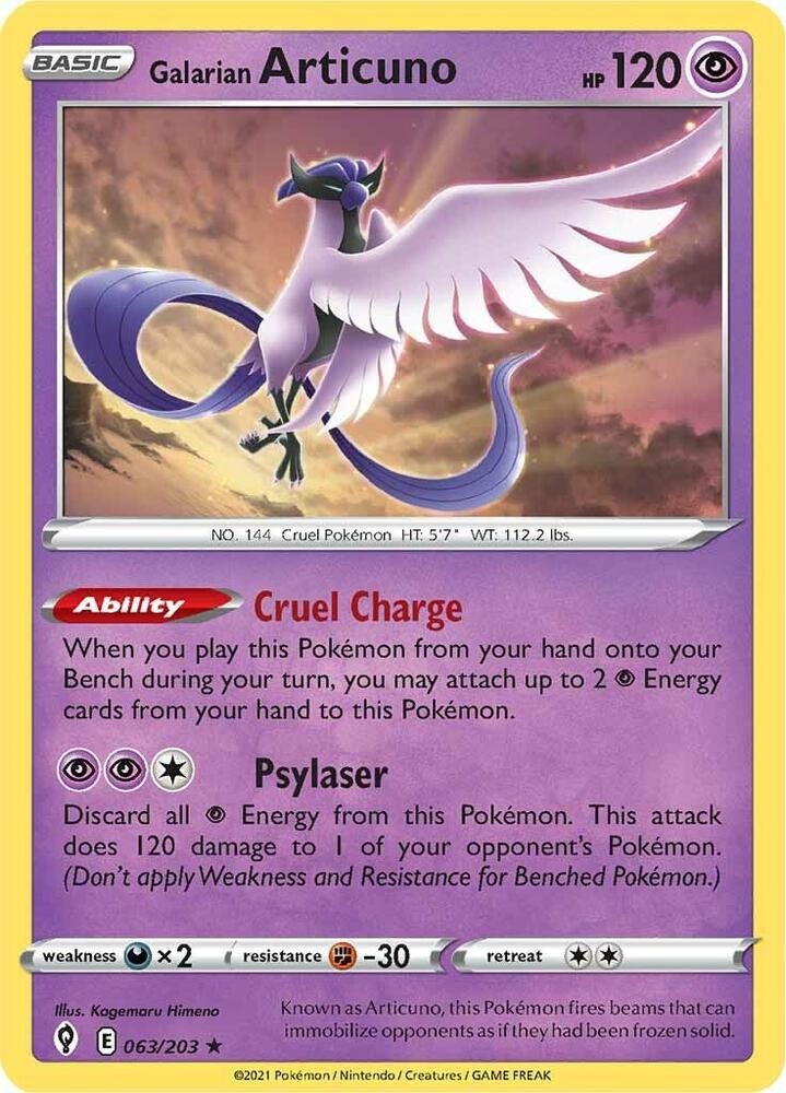 Galarian Articuno - 063/203 - Pokemon TCG Evolving Skies (2021) - LP - Holo Rare