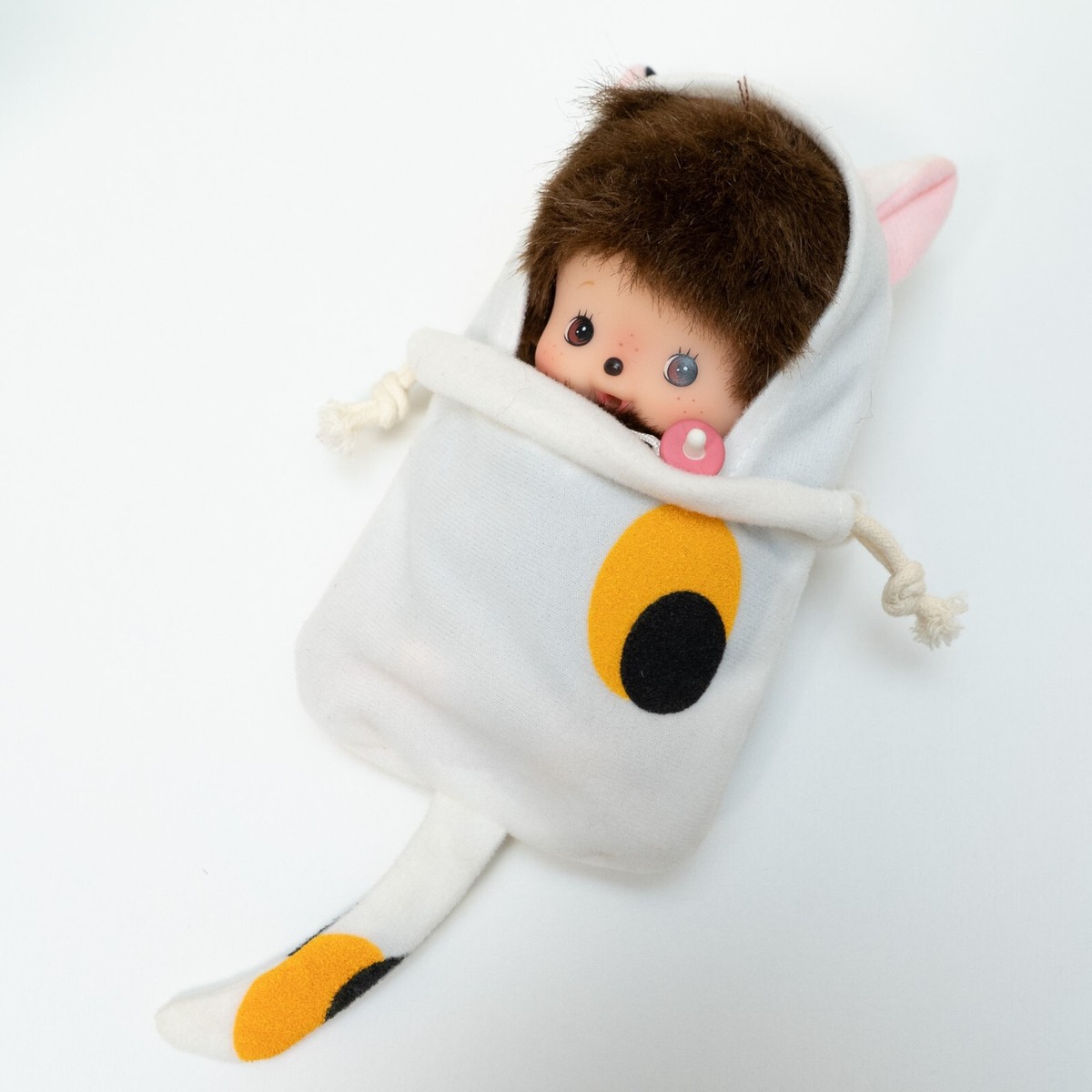 Bebichhichi Baby Monchhichi in Cat Drawstring Bag – Keychain / Bag