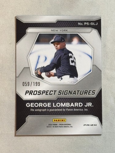 2024 Panini Prizm Prospect Pulsar George Lombard Jr Auto /199 #PS-GLJ Yankees - Picture 2 of 2