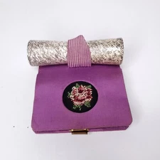 Vtg Western Germany Purple Mirror Compact Lipstick Holder Revlon 579 Rare HTF