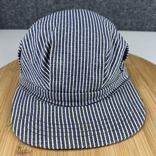 Vintage YOUTH Conductor Hat Cap Fitted Size 6 3/4 Sanforized Striped USA EUC