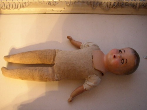 Antique, Reliable, 18" Composition Baby Doll in Red Dress - Picture 4 of 8