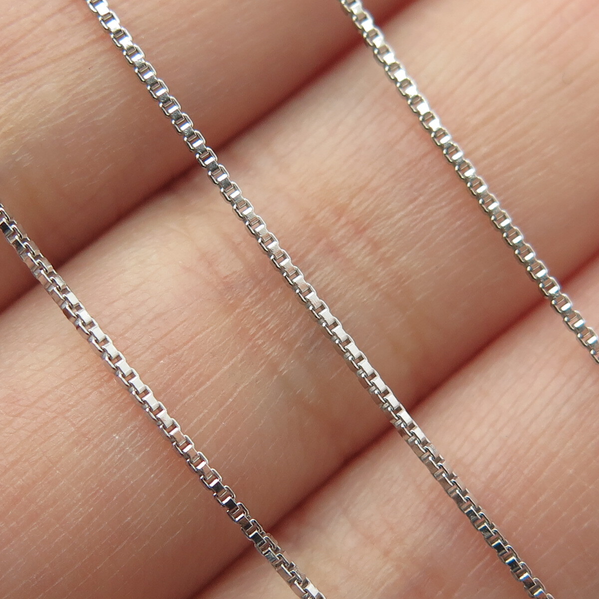 925 Sterling Silver Italy Mini Box Chain Necklace 18