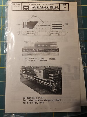MICROSCALE DECALS, HO SCALE, 87-152 SEABOARD AIR LINE SWITCHERS