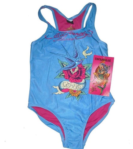 Girls Ed Hardy Designer Stunning Swimming Costume Swimwear Swimsuit Sizes:4-8yrs - Picture 4 of 9