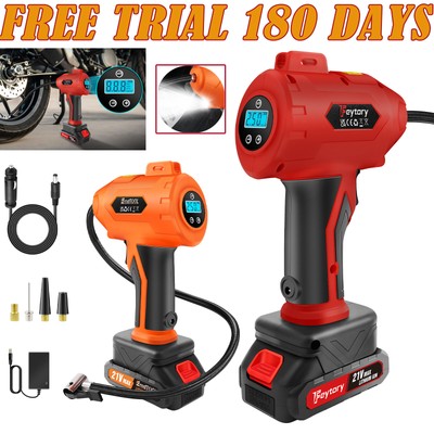 Cordless Digital Car Tire Inflator 21V Rechargeable Tire Air Compressor Pump LCD