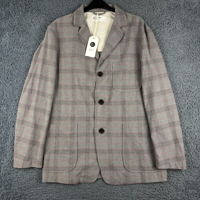 Universal Works Jacke Herren mittelgrau kariert Blazer Chore Taschen Oi Polloi UW