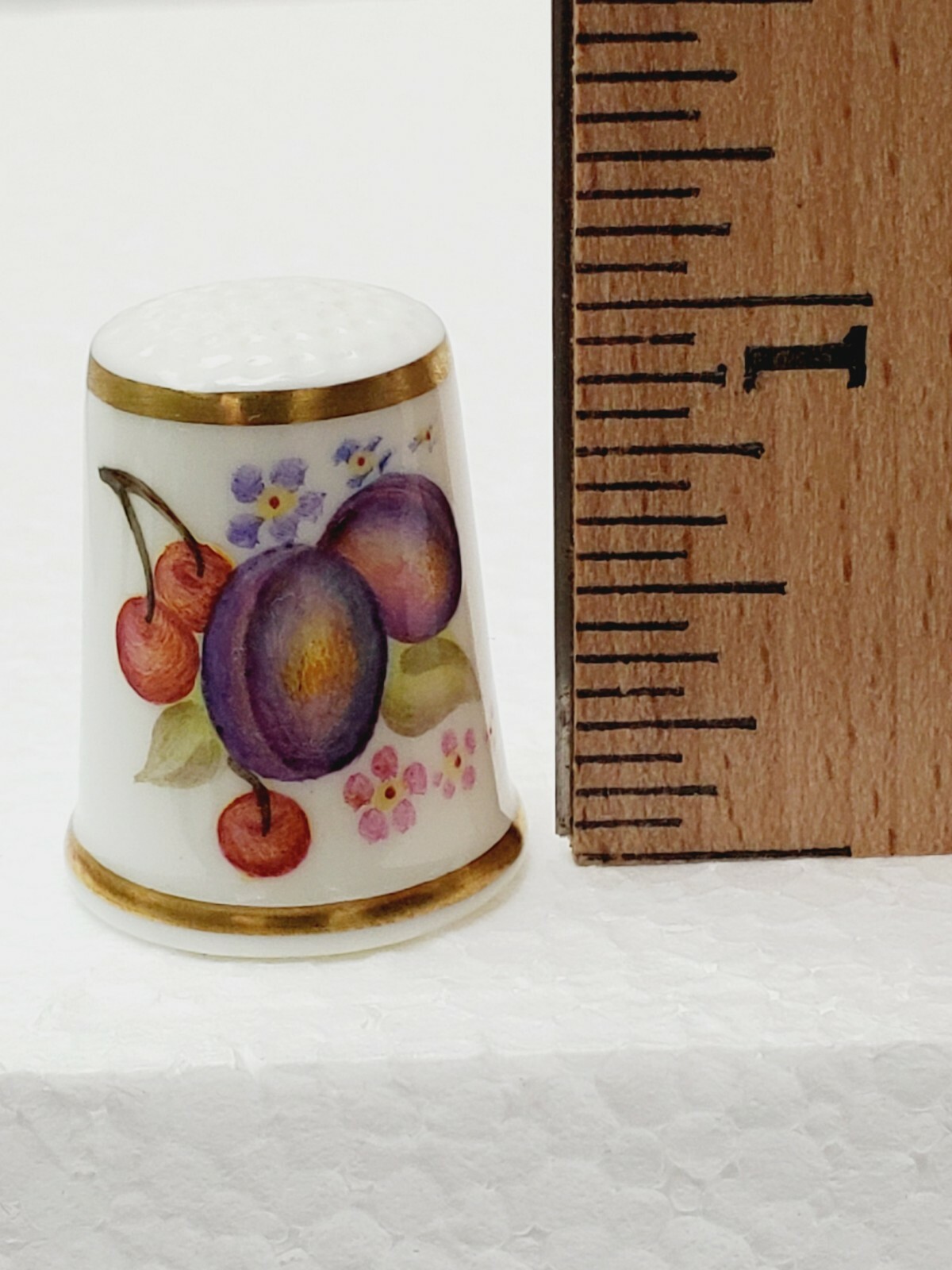 Vintage Royal Worcester Thimble Hand Painted Fruit Signed 