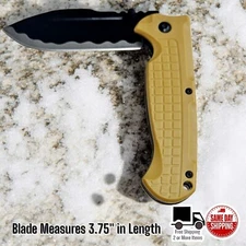 Mustard Yellow Design Assisted Folding Pocket Knife w/ 4.75" Handle