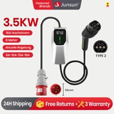 8m EV Heim Ladegerät Type 2 Schuko Einstellbarer Strom 16A 3.5kW EV Ladekabel