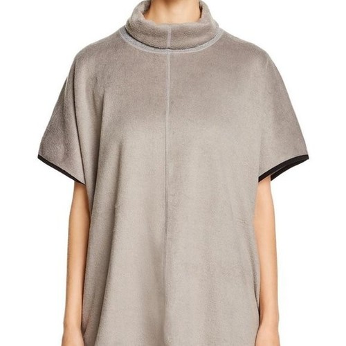 $108 LYSSÉ L/XL Poncho Cape Avis Fleece Dolman Gray Reversible Funnel Oversize
