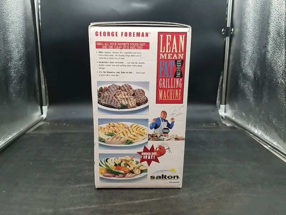 George Foreman Lean Mean Máquina de Parrilla Reductora de Grasa GR10ATMR Temporizador Nuevo Foto 2 de 4