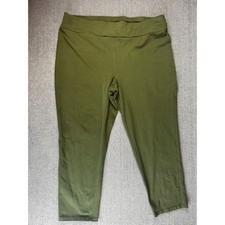 Susan Graver Pull On Pants Plus Size 2X Green Weekend Essentials Cropped Casual