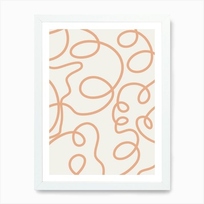 Abstract Lines Brush Strokes Beige  Framed Wall Art Poster Canvas Print Picture