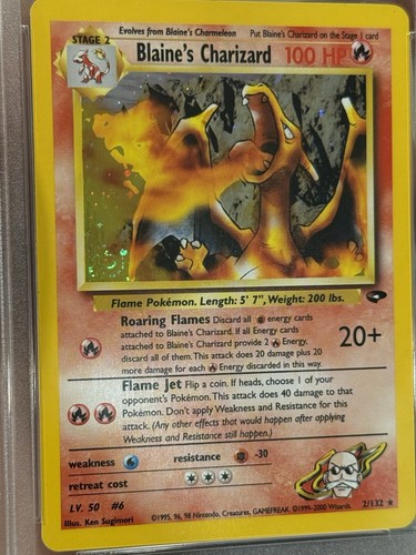 Pokémon 2000 Gym Challenge #2 Holo BLAINE'S CHARIZARD - PSA 9 - DOUBLE SWIRL 🌀 - Picture 4 of 6