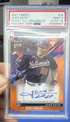 Topps 2021 Finest Juan Soto #FA-JS Orange Wave /25 Auto PSA 9/10