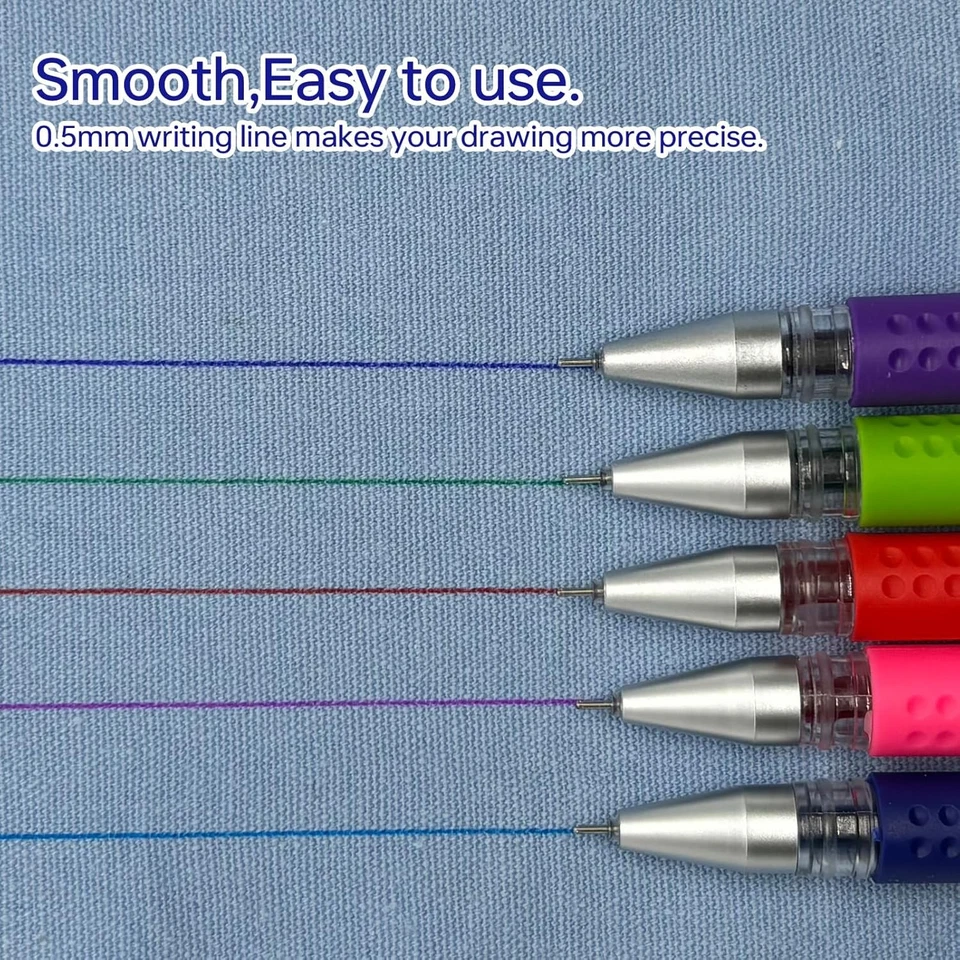 Bolígrafo marcador de tela borrable al agua de 5 colores con 20 recambios para punto de cruz, Emb Foto 3 de 4