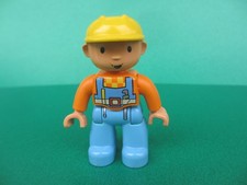 Lego Duplo Figur junger Mann Bauarbeiter Warnweste Helm Baustelle (090122M9)