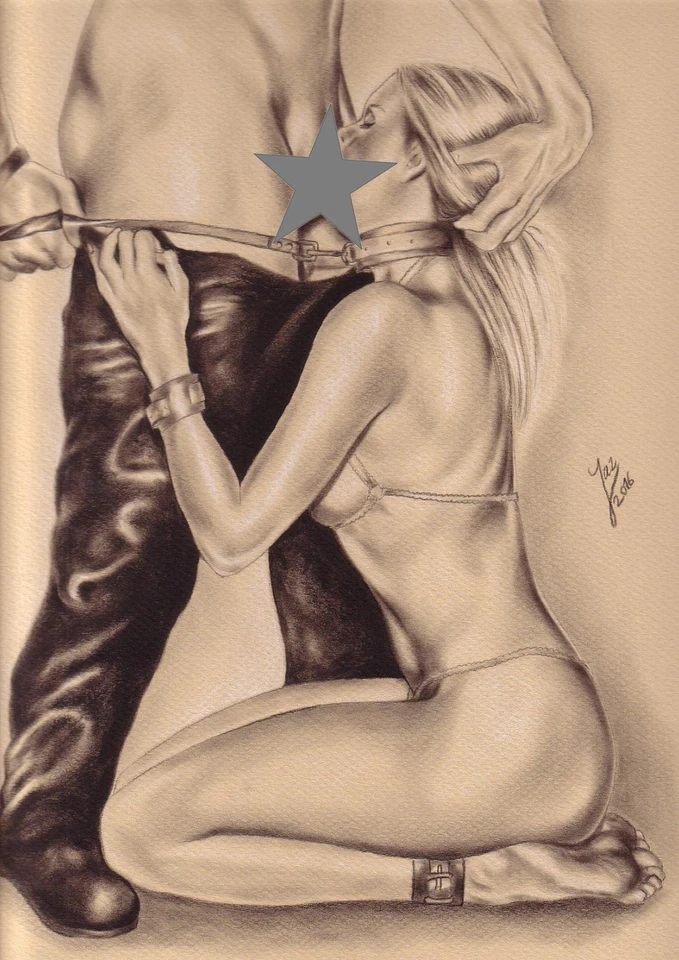 Akt Zeichnung art print signed drawing realism pencil Druck kinky kunst druck A4 - Bild 2 von 2