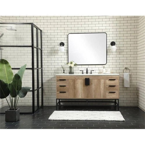 Elegant Decor Eugene 60" Aluminum MDF Single Bathroom Vanity in Natural Oak - Picture 6 of 8
