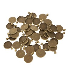 50pcs Bezel Hanging Trays Cabochon Pendant Setting in 25mm