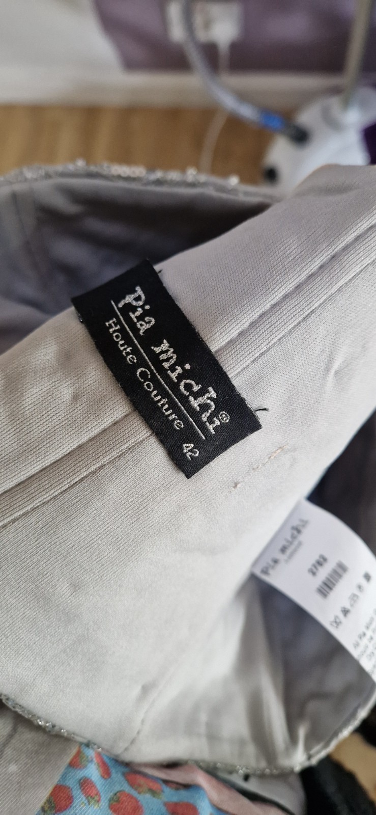 Pia Michi beaded crop top size 42 silver brand new button back sheer panels 