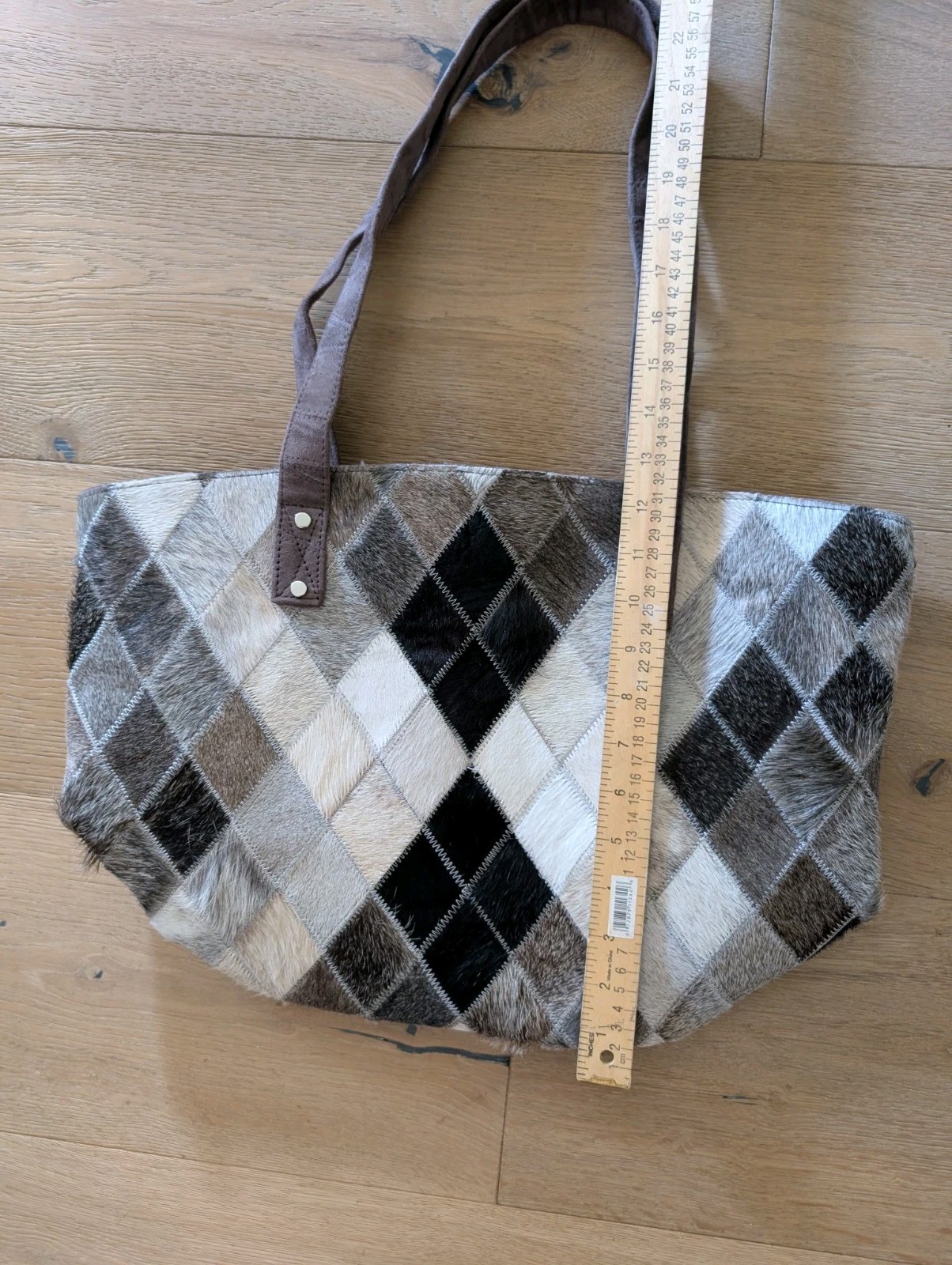 Artisan Suede Patchwork Cowhide Large Tote Bag Ha… - image 7