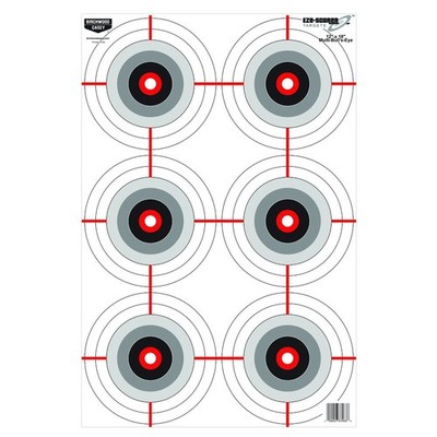 Birchwood Casey 12'' x 18'' Eze-Scorer Multiple Bull's-Eye Shoot-Up Brilliant Whit
