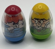 Vintage Weebles Haunted House Scared Girl Boy Wobble Figures Lot 1976 Hasbro