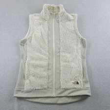 The North Face Vest Womens Medium Beige Sherpa Fleece Full Zip Knit Panels