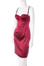 Dolce & Gabbana Vintage 90s Maroon Red Satin Bustier Corset Dress (Size IT40)