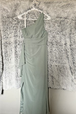 Women's Azazie Pastel Mint Green Halter Formal Wedding Guest Maxi Dress Size 0