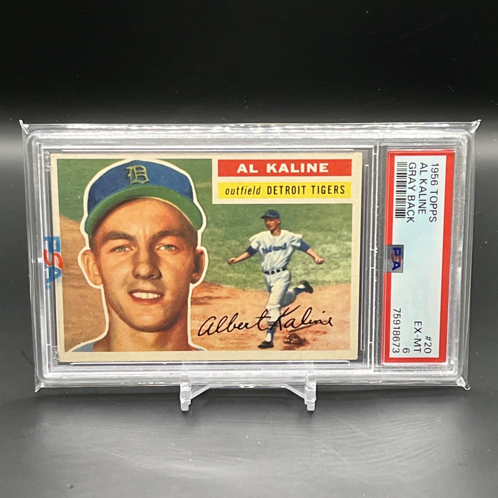 1956 Topps #20 Al Kaline Gray Back PSA 6 EX-MT