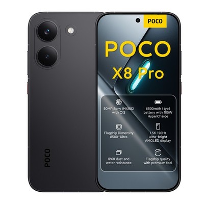 Xiaomi POCO X8 Pro 5G Smartphone Schwarz 12+512GB Dimensity 8500-Ultra 6.59 '' EU