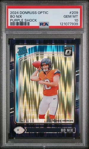 Bo Nix 2024 Panini Donruss Optic Purple Shock Prizm Rated Rookie PSA 10 GEM MINT