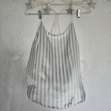 Victorias Secret Corpo Mint Green Stripe Silk Camisole Lace Racerback Y2K Whimsy
