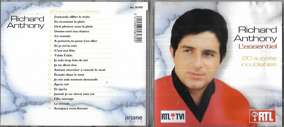 CD 20 TITRES RICHARD ANTHONY L'ESSENTIEL 20 SUCCES INOUBLIABLES 2000 BELGIQUE - Photo 1/1